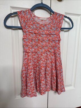 Cotton orange Floral Ruffle Girls' Dress size small